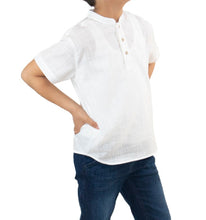 Load image into Gallery viewer, Bay Short Sleeve Band Collar Boy's Cotton Shirt