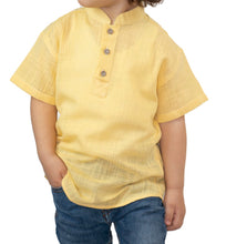 Load image into Gallery viewer, Bay Short Sleeve Band Collar Boy's Cotton Shirt