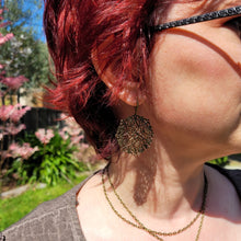 Load image into Gallery viewer, Bronze Lace Filigree Style Dangle Earrings