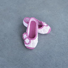 Load image into Gallery viewer, Girls' Crochet Ballerina Slippers with Bow