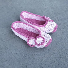 Load image into Gallery viewer, Girls' Crochet Ballerina Slippers with Bow