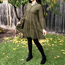 Load image into Gallery viewer, Sienna Brushed Cotton Tiered Tunic Dress